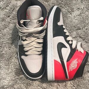 Nike High-Top Sneakers in Black, White, Hot Red